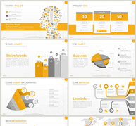 橙色商务信息可视化图表集ppt文档