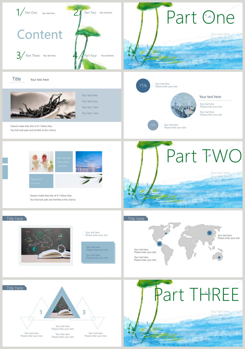 绿色小清新英文ppt模板图片 正版模板下载400120872 摄图网