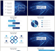 深蓝色科技数据分析简约商务PPT模板ppt文档