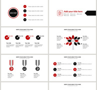 简约红黑扁平化工作总结商务PPT模板ppt文档