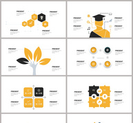 黄色可视化信息图标合集ppt文档