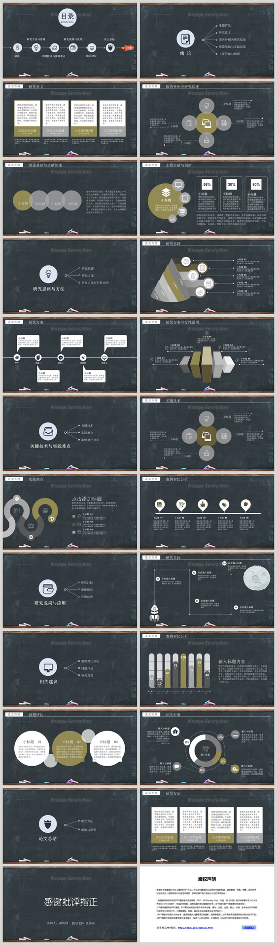 黑板风毕业答辩ppt模板