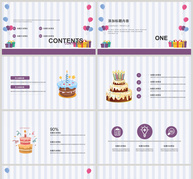 紫色简约生日快乐PPT模板ppt文档