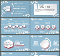 微立体清新风小花商务工作汇报PPT模板ppt文档