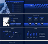 深蓝色简约工作汇报PPT模板ppt文档