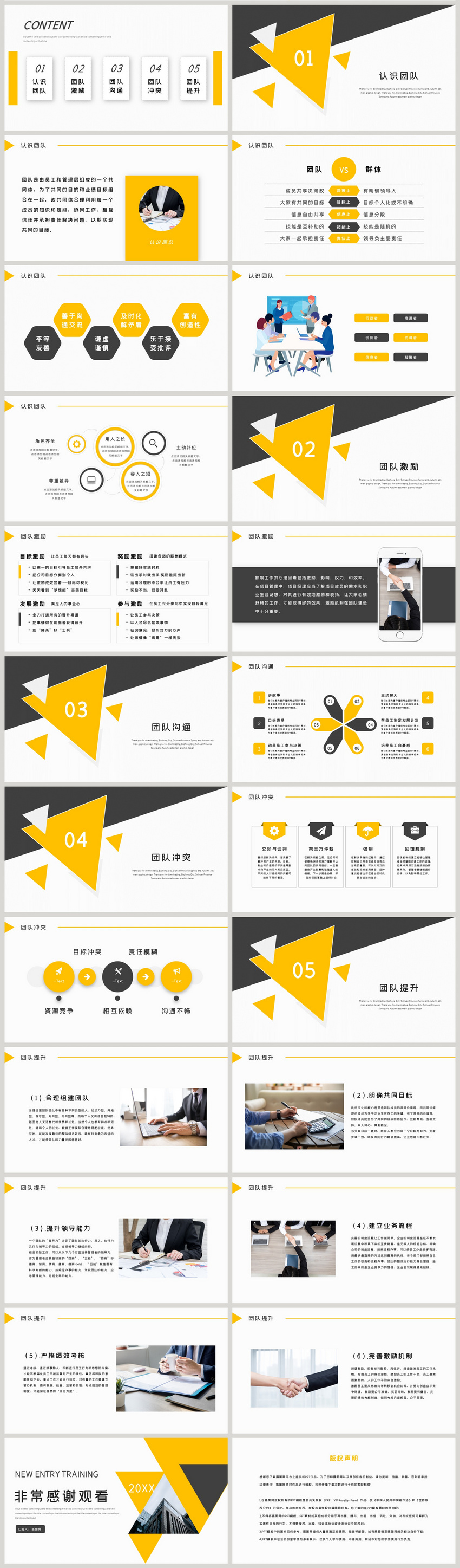 黄色简约企业新人入职培训PPT模板图片