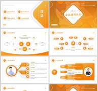 橙色简约企业公司管理组织架构PPT模板ppt文档