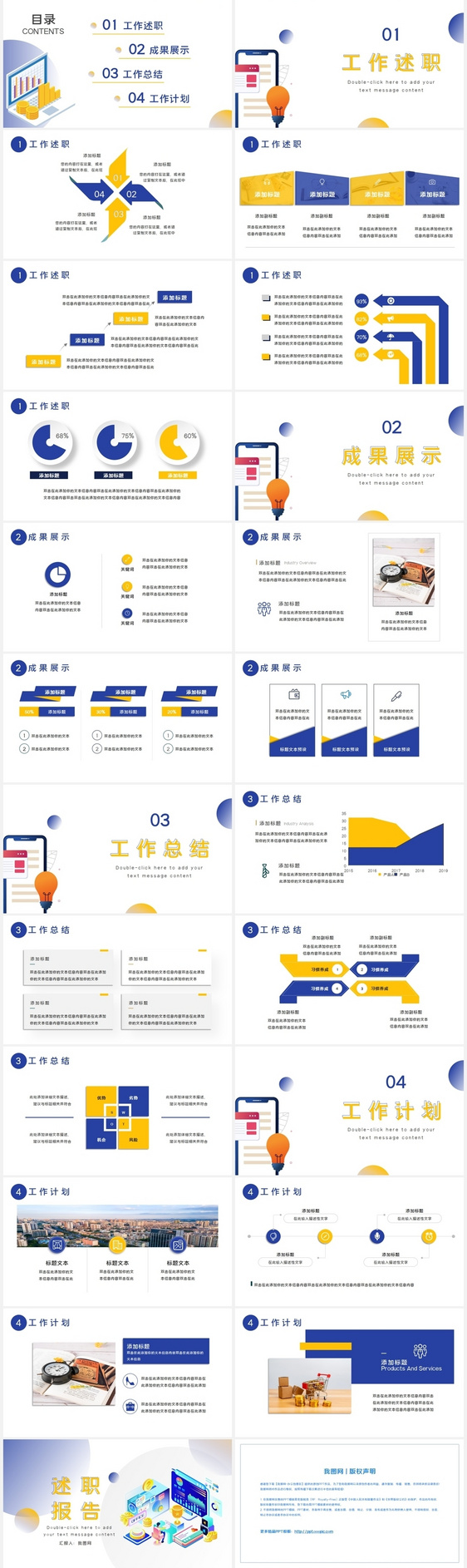 蓝色部门通用述职报告PPT模板