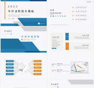 蓝色简洁清新年终述职报告模板PPT模板ppt文档