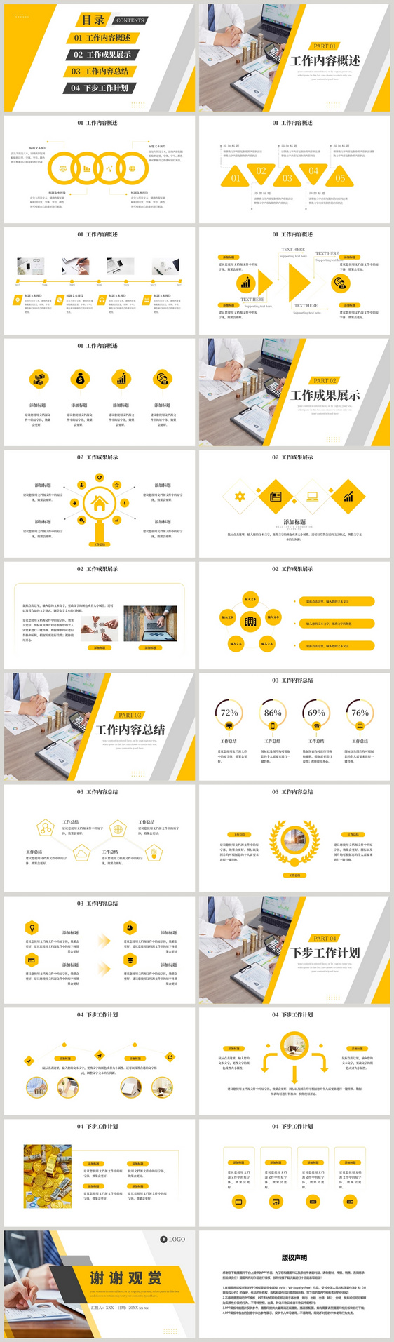 黄色商务风通用部门工作总结计划PPT模板