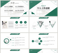 绿色商务通用述职报告PPT模板ppt文档