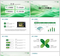 绿色简约办公工作述职报告PPT模板ppt文档