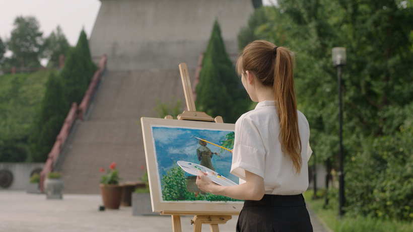 女子背影绘画妙龄女子