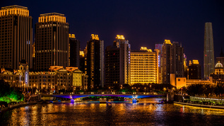 海河夜景视频素材