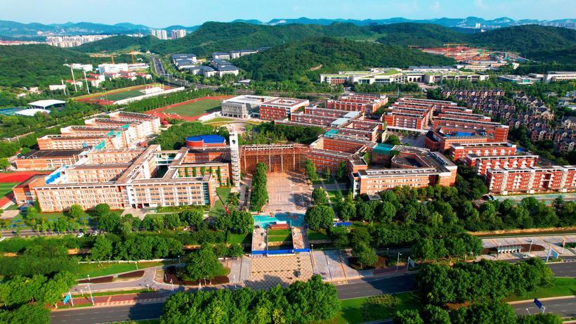 4k航拍南京仙林南京外国语学校校园环境江浦mp4