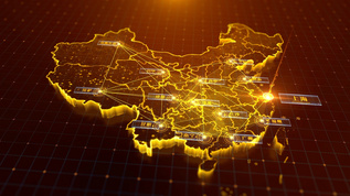 震撼黑金中国地图连线ae模版[震憾]视频模板下载