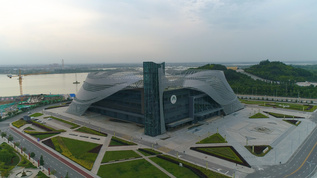 宁夏国际会堂中心4K航拍视频素材