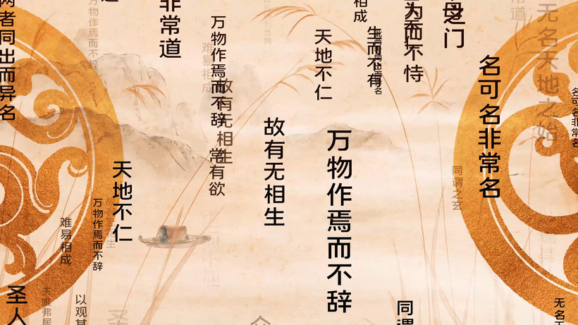 4k复古道德经朗诵背景视频酷感aep