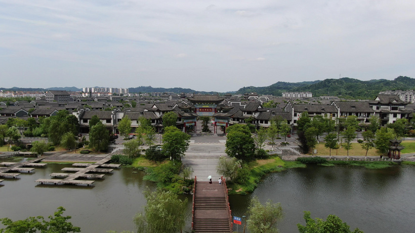 湖南常德桃花源景区桃花源古镇航拍