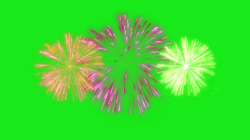 烟花绽放绿幕抠像特效素材4k选题mp4