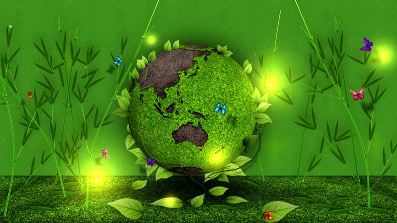 绿色环保植物生命力地球背景视频节能降耗