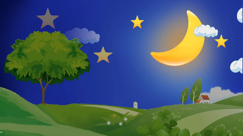 夜晚卡通背景卡通化mp4