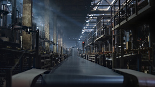 轮胎车间传送带在工业厂房中移动新橡胶生产视频素材