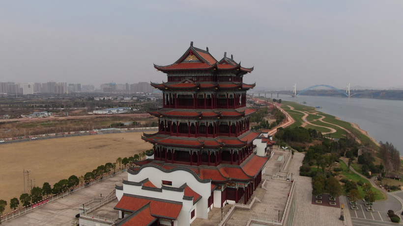 航拍湖南湘潭万楼历史古建筑巴溪洲mp4