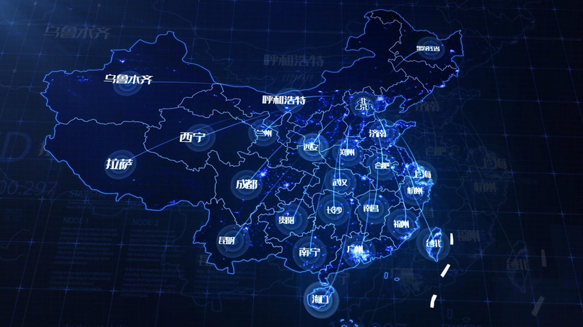 科技动态地图分布定位散发ae模板呈环aep