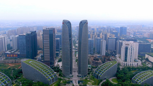 4k实拍成都双子塔金融城建筑视频素材