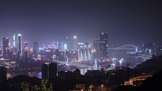 重庆嘉陵江夜景航拍视频素材