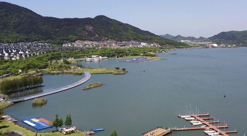 宁波东钱湖风光航拍4k视频南北湖mov
