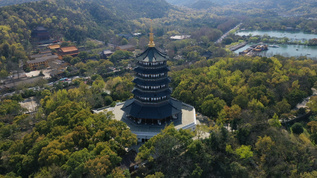 4K航拍杭州西湖雷峰塔视频素材