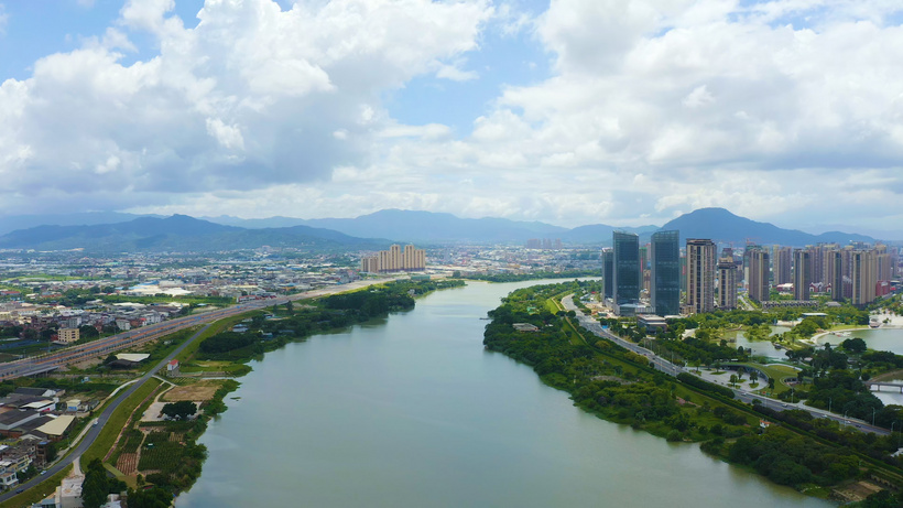 航拍漳州九龙江富屯溪