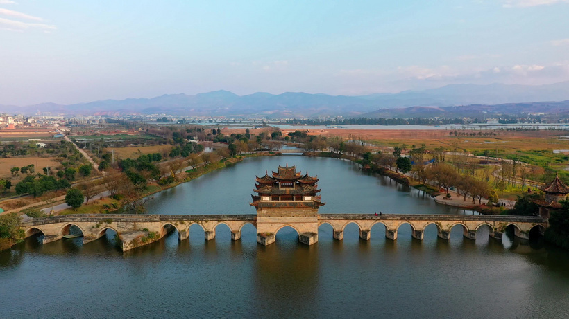 云南建水十七孔桥航拍mp4