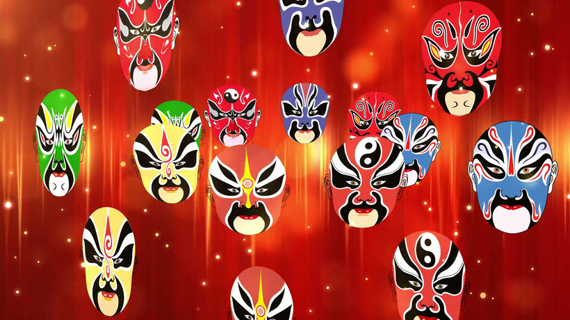 中国川剧脸谱背景视频灯戏mp4