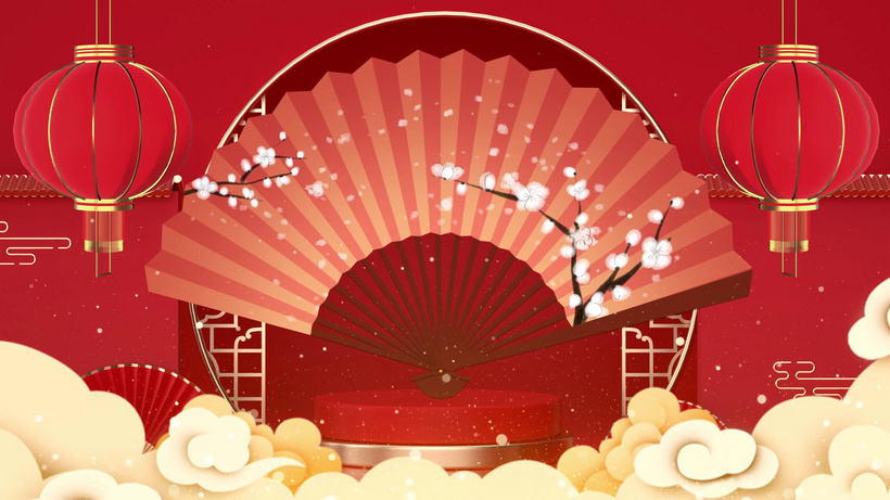 4k国潮喜庆中国风戏曲春节春晚歌舞表演背景祥和气氛mp4