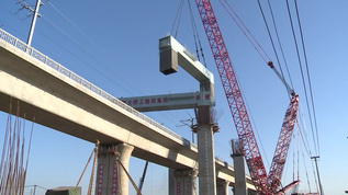 工人桥梁施工实拍高清视频视频素材