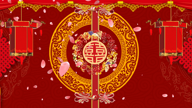 4k古风婚礼喜庆节日背景祥和气氛mp4
