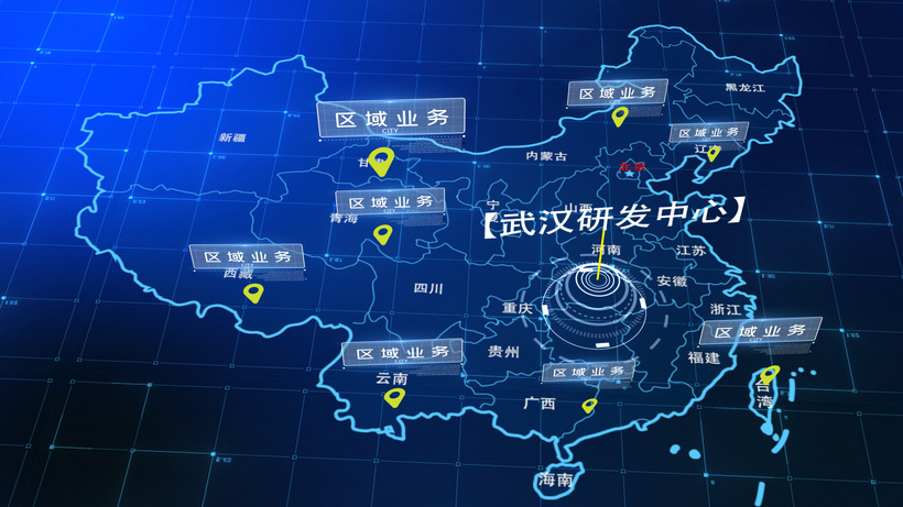 中国科技地图研发业务辐射ae模板普通地图aep