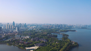 航拍风光城市武汉东湖5A级风景区湖景自然风景4k素材视频素材