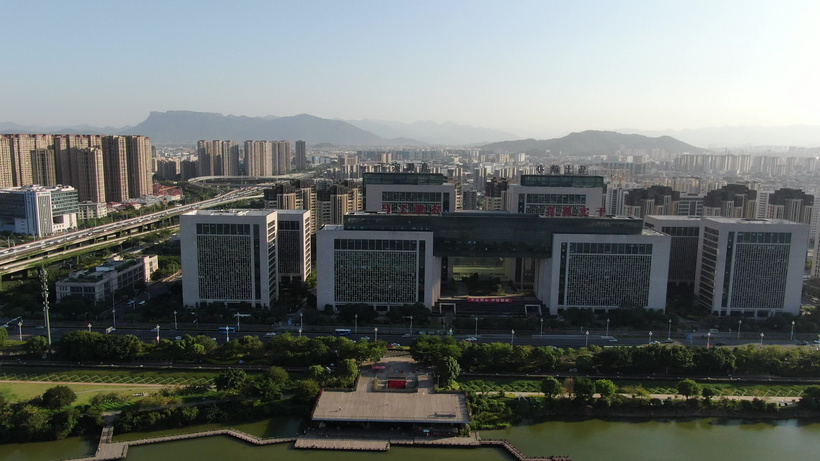 福建福州市东部新城商务办公中心区航拍东西部mp4