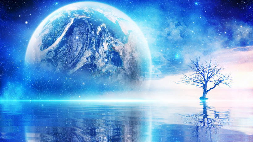 4k星空水面倒影天穹