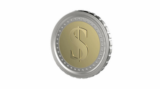 白色背景上的美元硬币旋转[瑞郎]视频模板下载