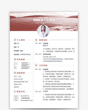 工程监理个人简历模板word文档