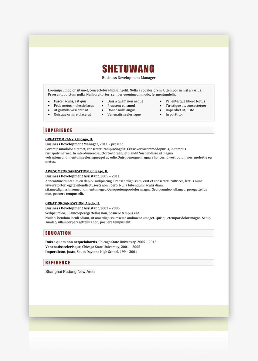 英文个人简历模板