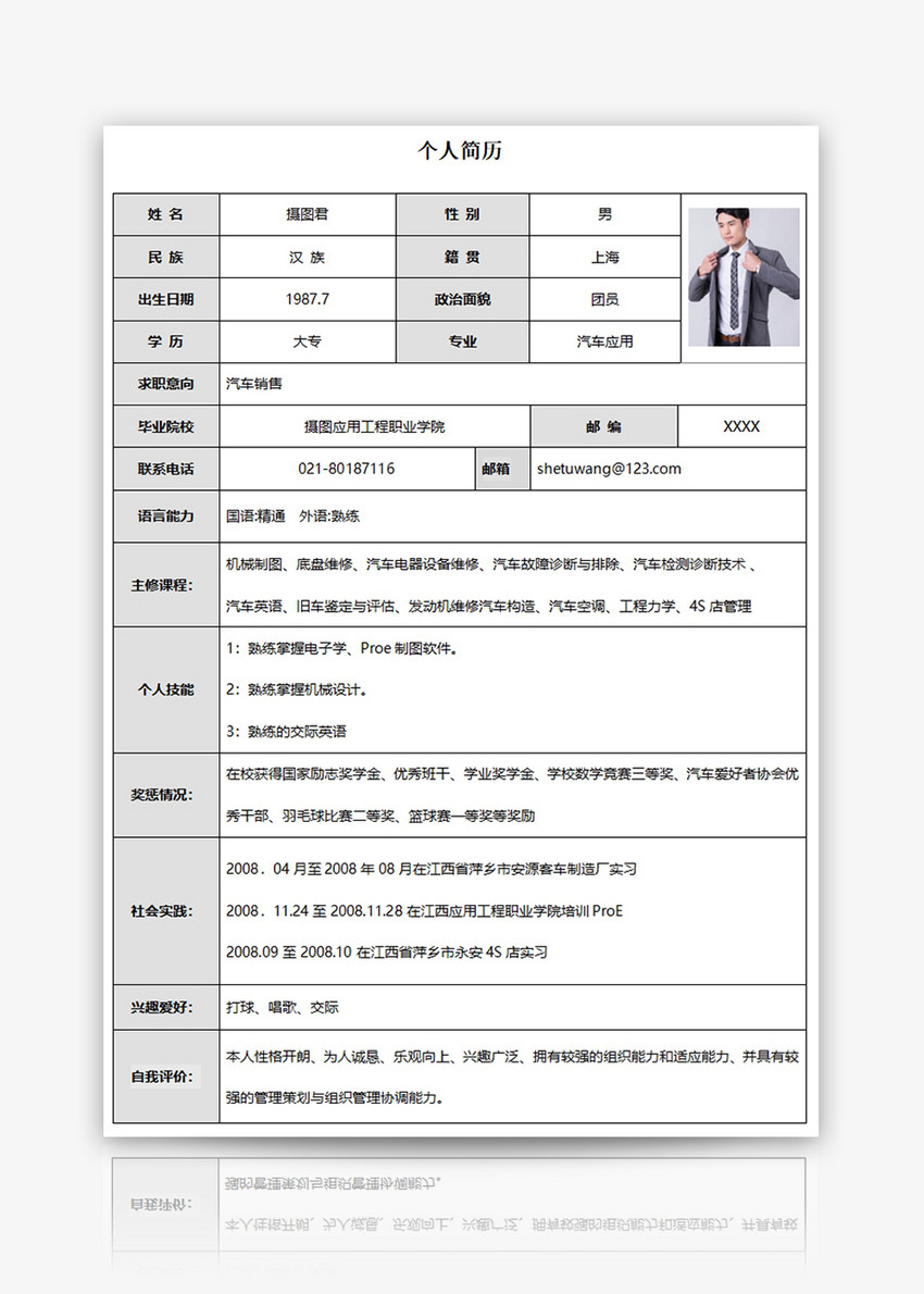 车厘子的车车个人简历图片