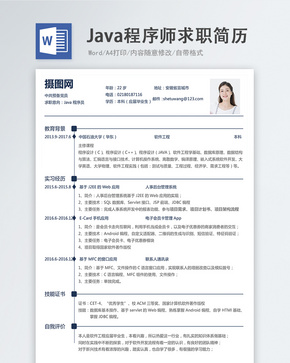 java程序师word简历word文档