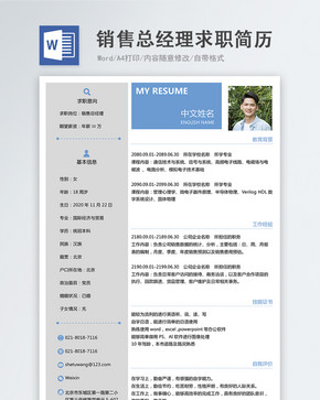 销售总经理word简历图片
