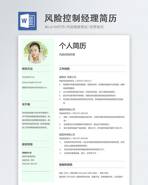 风险控制经理word简历word文档